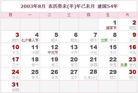 2003年日曆表 2003年農曆陽曆表_民俗預測