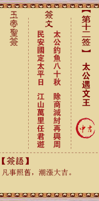 玉帝靈簽第十二簽 玉帝靈簽解簽12