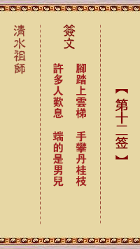 清水祖師第十二簽 清水靈簽解簽12