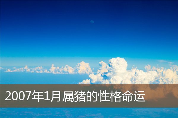 2007年1月屬豬的性格命運_十二生肖