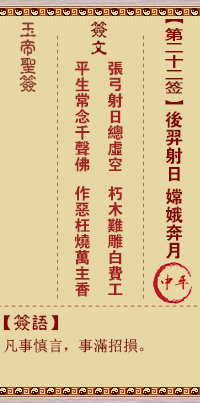 玉帝靈簽第二十二簽 玉帝靈簽解簽22