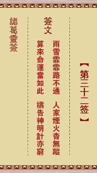 諸葛神簽第三十二簽 諸葛靈簽解簽32