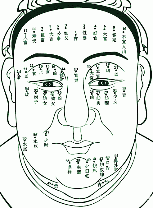 痣的位置與命運圖：02、痣相吉凶速查 點痣必讀要訣_看相大全