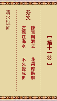 清水祖師第十一簽 清水靈簽解簽11