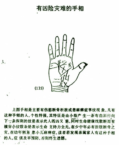 圖解有兇險災難的手相