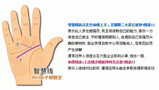 手相圖解大全：5、智慧線看個性_看相大全