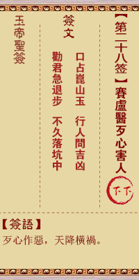 玉帝靈簽第二十八簽 玉帝靈簽解簽28