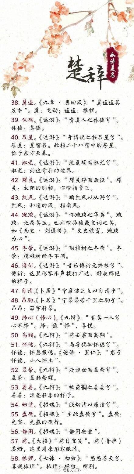 楚辭起名,詩經楚辭取名