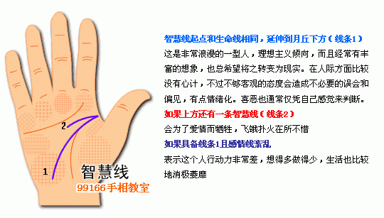 手相圖解大全：5、智慧線看個性_看相大全