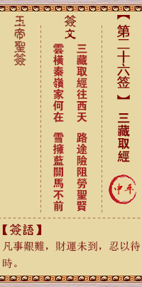 玉帝靈簽第二十六簽 玉帝靈簽解簽26